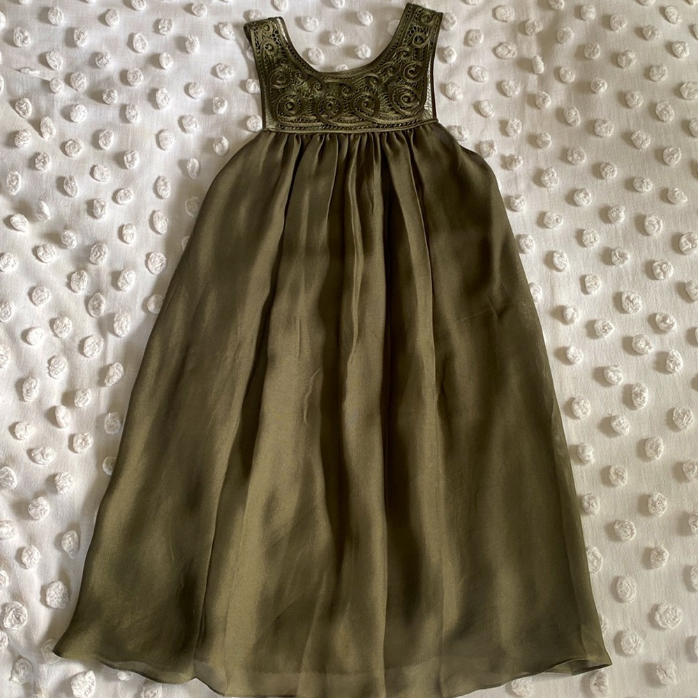 LEIFSDOTTIR olive green silk dress 🫒